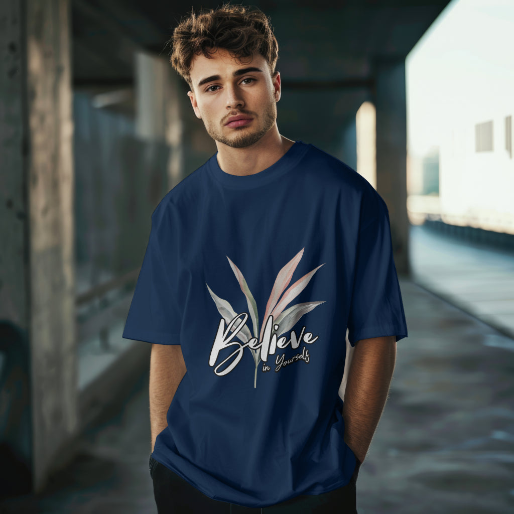 Believe in Yourself Oversized Tee – 240 GSM | 100% Cotton | Unisex Fit