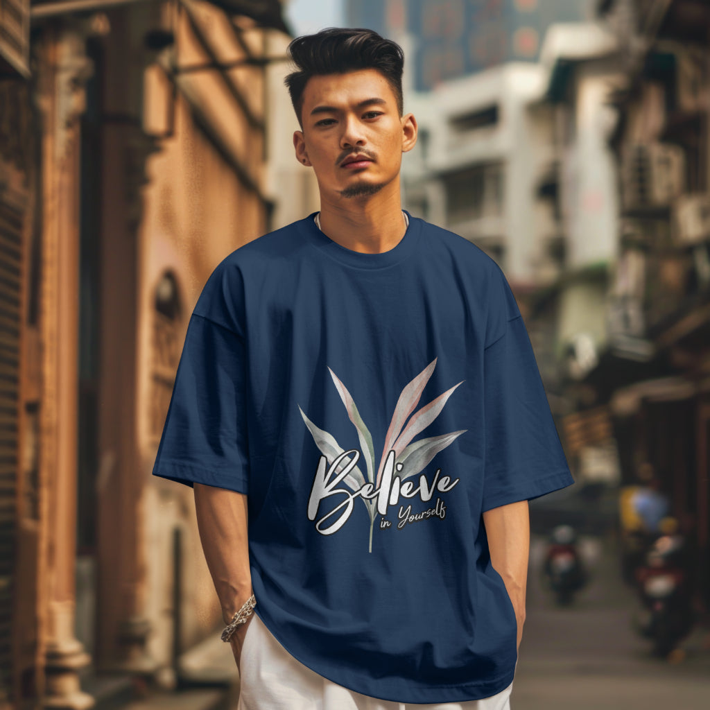 Believe in Yourself Oversized Tee – 240 GSM | 100% Cotton | Unisex Fit